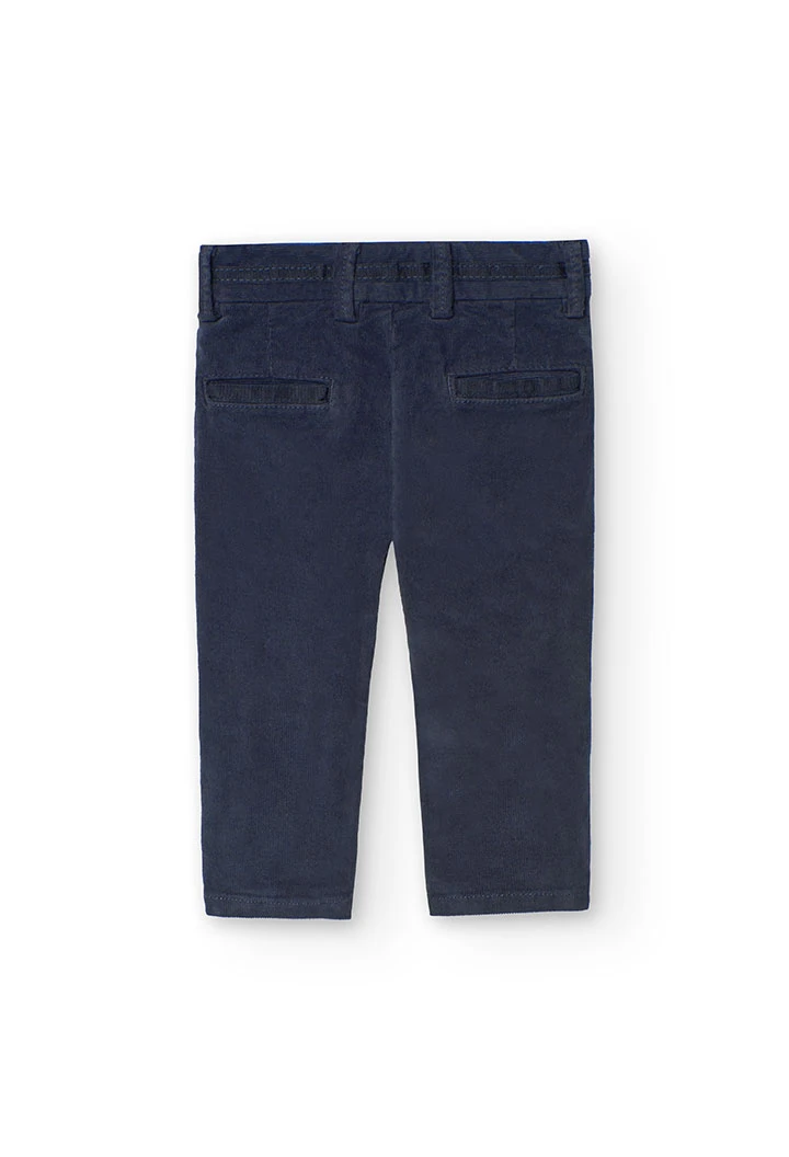 Pantalone in microvelluto a coste per bambino in blu navy