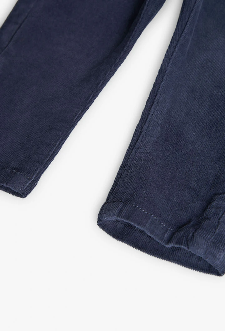 Pantalone in microvelluto a coste per bambino in blu navy