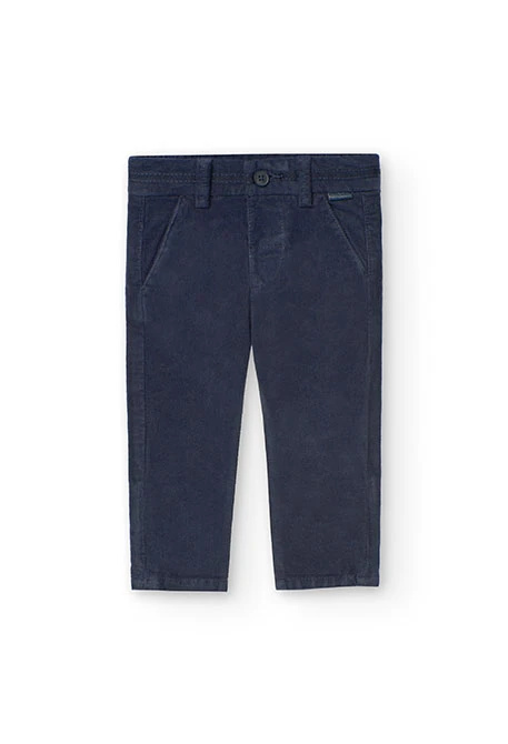 Pantalone in microvelluto a coste per bambino in blu navy