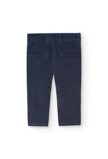 Baby boy\'s navy blue micro-corduroy trousers