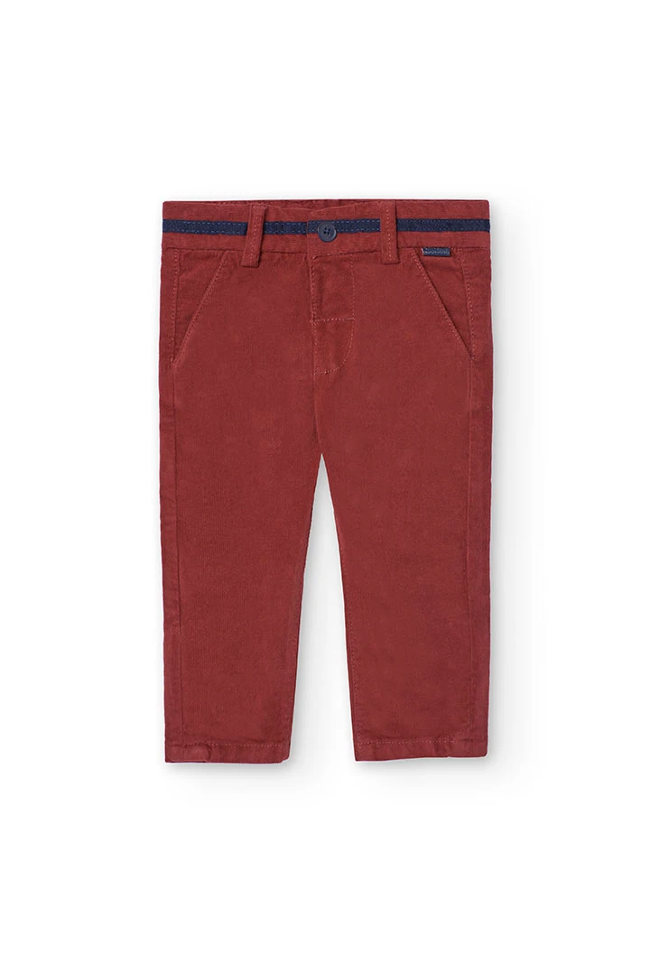 Baby boy\'s micro-corduroy trousers in maroon