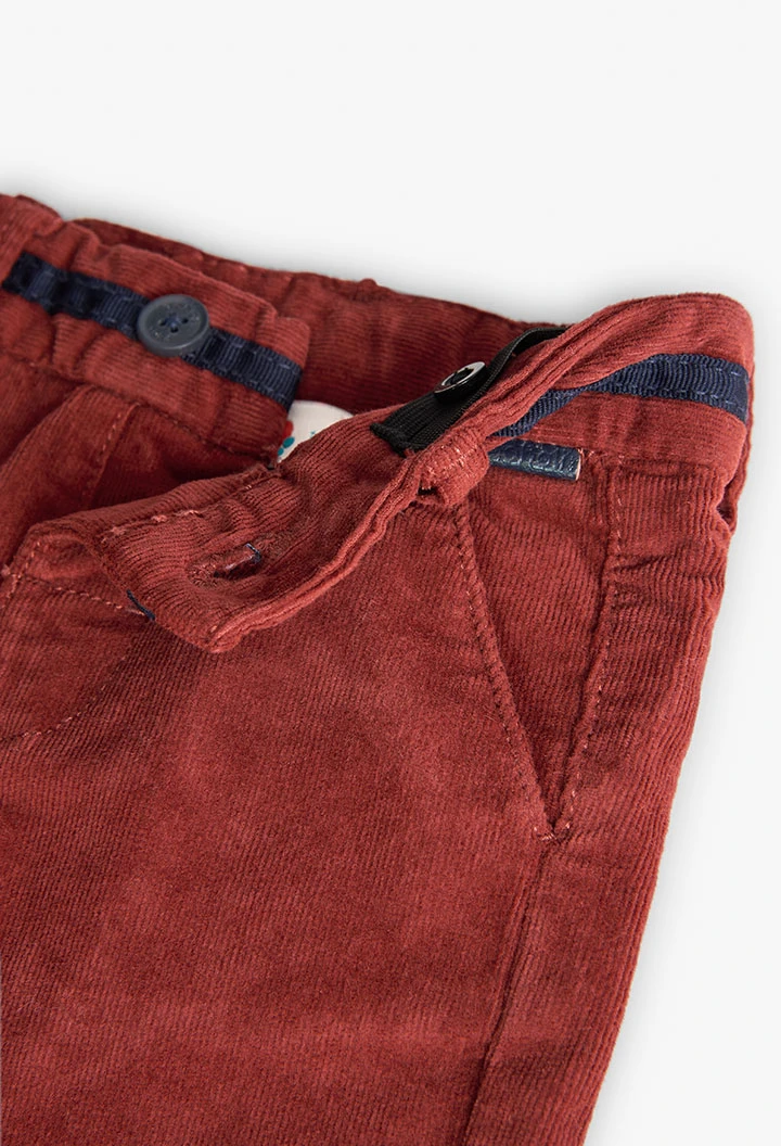 Pantalon en micro-velours côtelé pour bébé garçon en grenat