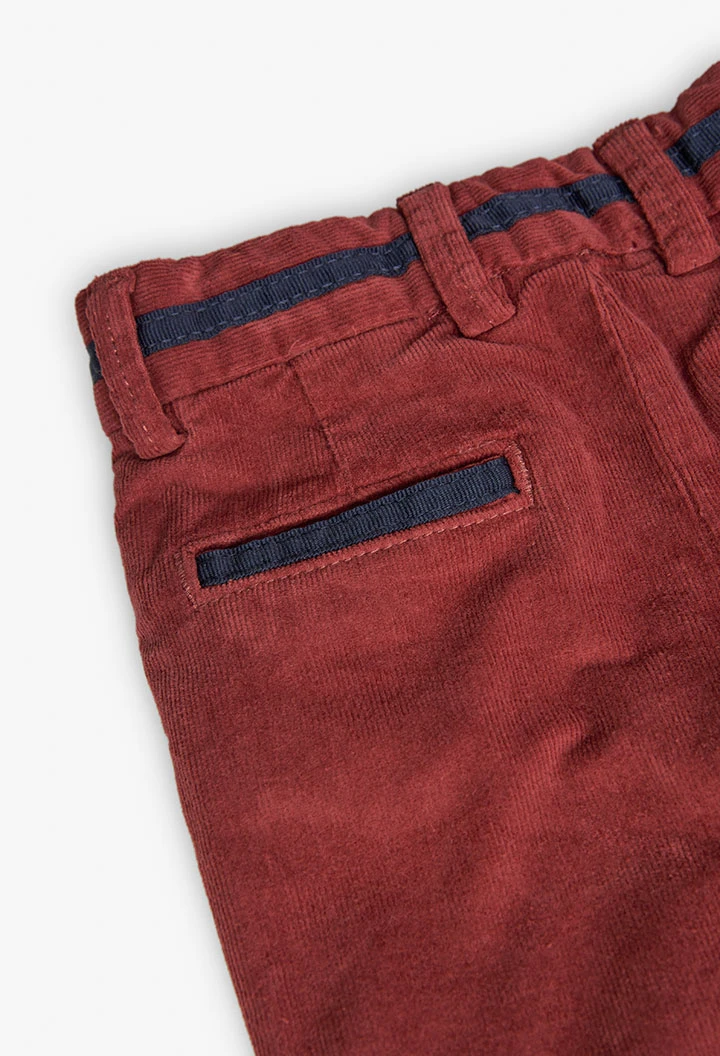 Baby boy\'s micro-corduroy trousers in maroon