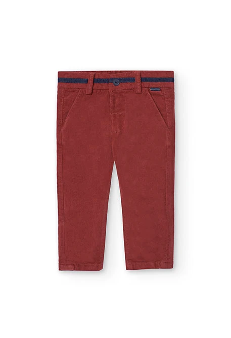 Baby boy\'s micro-corduroy trousers in maroon