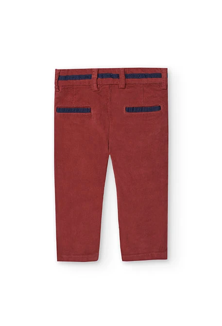 Baby boy\'s micro-corduroy trousers in maroon