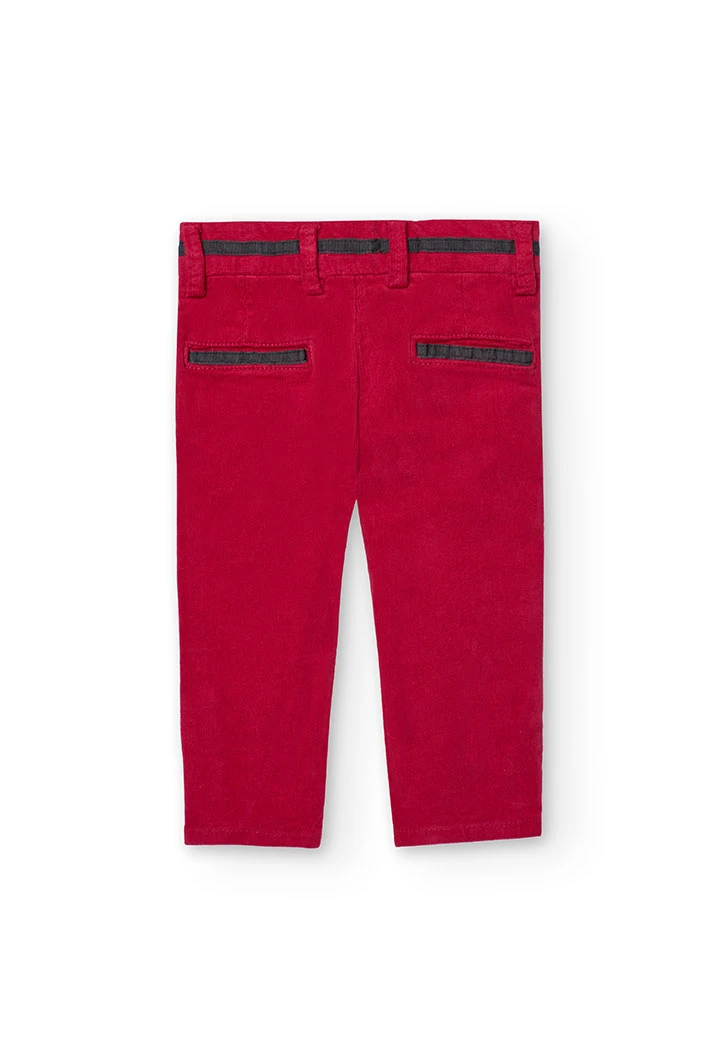 Baby boy\'s red micro-corduroy trousers