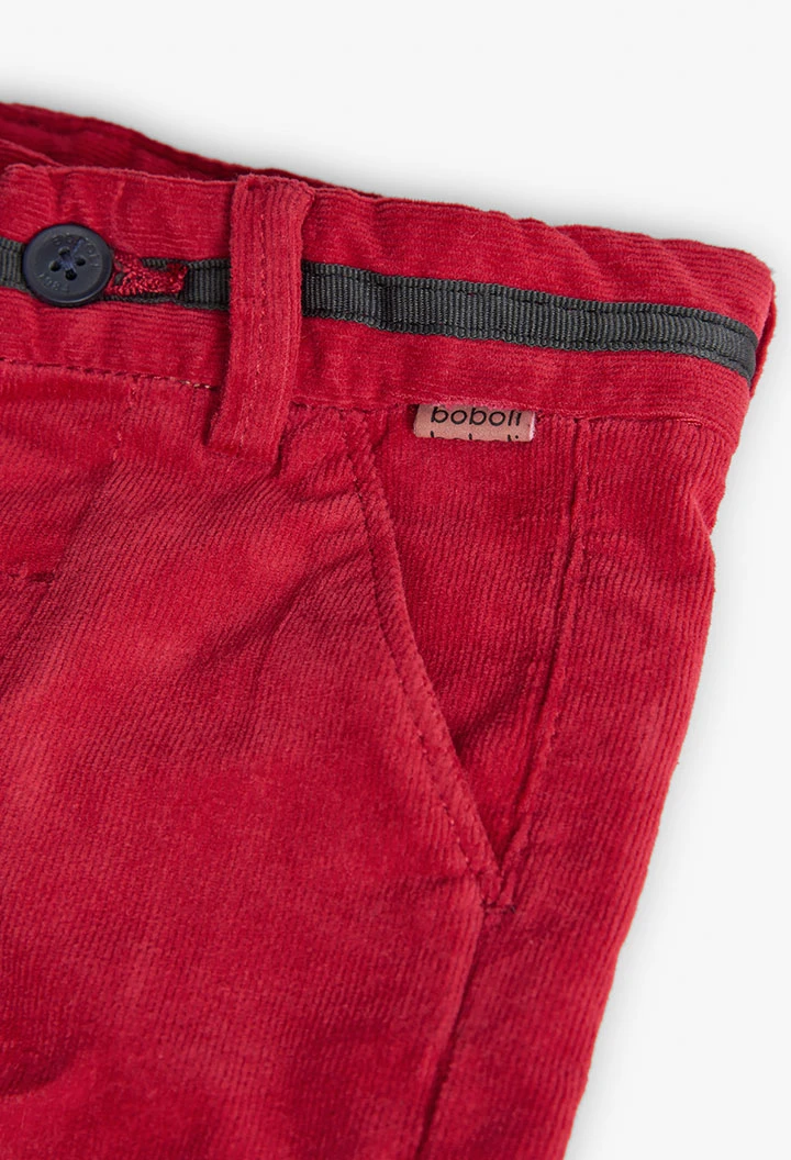 Baby boy\'s red micro-corduroy trousers