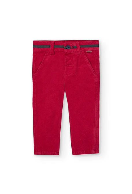 Baby boy\'s red micro-corduroy trousers