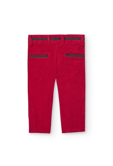 Baby boy\'s red micro-corduroy trousers