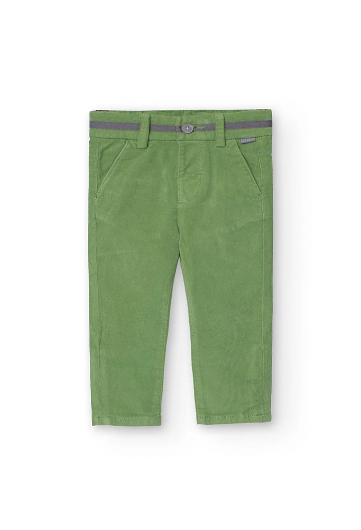 Baby boy\'s green micro-corduroy trousers