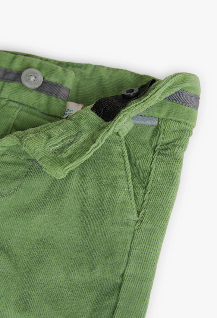 Baby boy\'s green micro-corduroy trousers