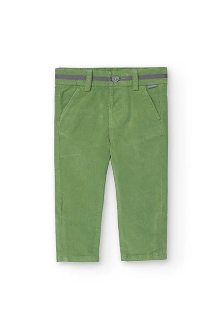 Baby boy\'s green micro-corduroy trousers