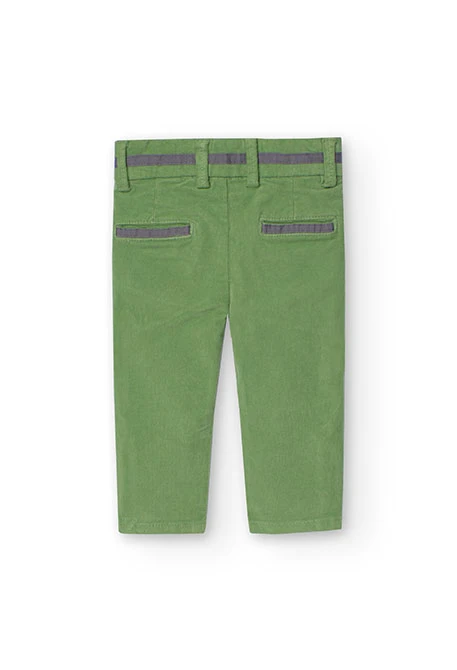 Baby boy\'s green micro-corduroy trousers