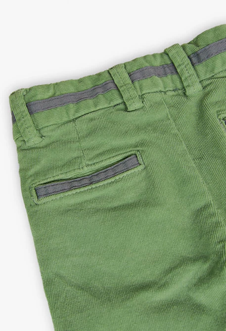 Baby boy\'s green micro-corduroy trousers