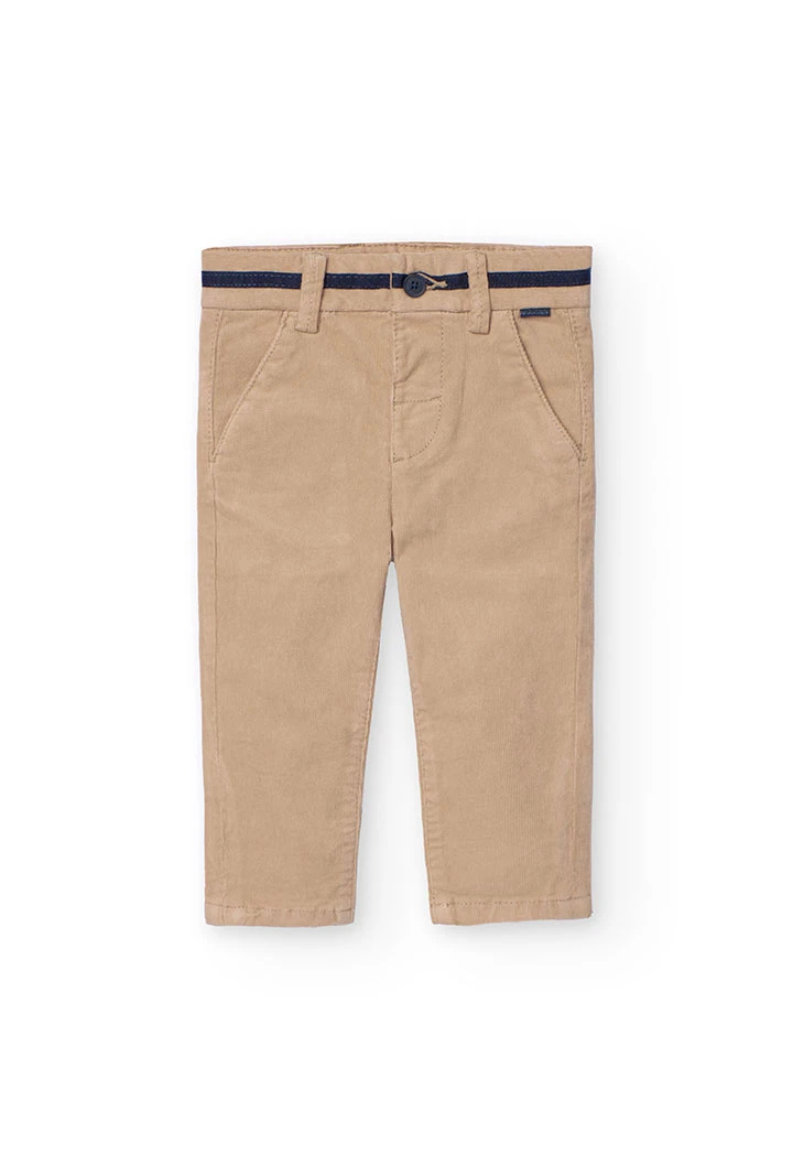 Pantaloni in microvelluto a coste per neonato beige