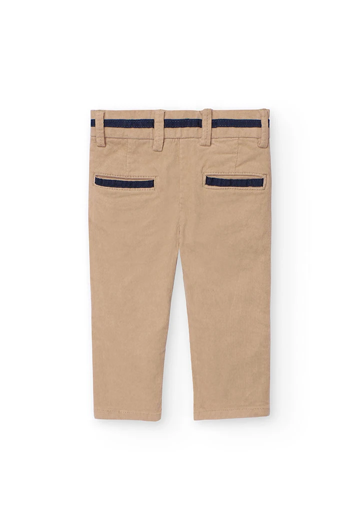 Pantaloni in microvelluto a coste per neonato beige