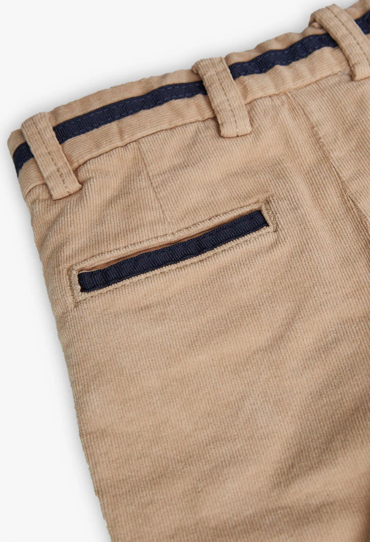 Pantalón de micropana para bebé niño en beige