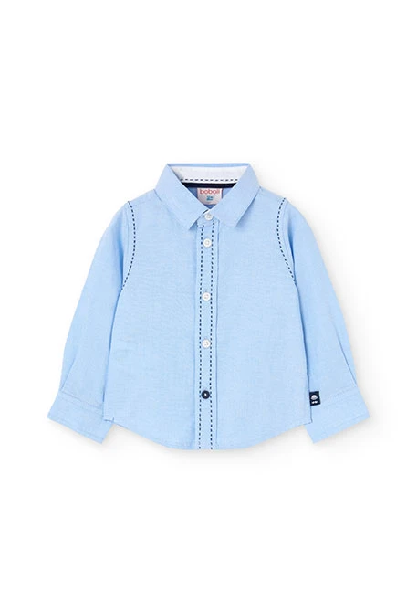 Camisa oxford para bebé menino em azul celeste