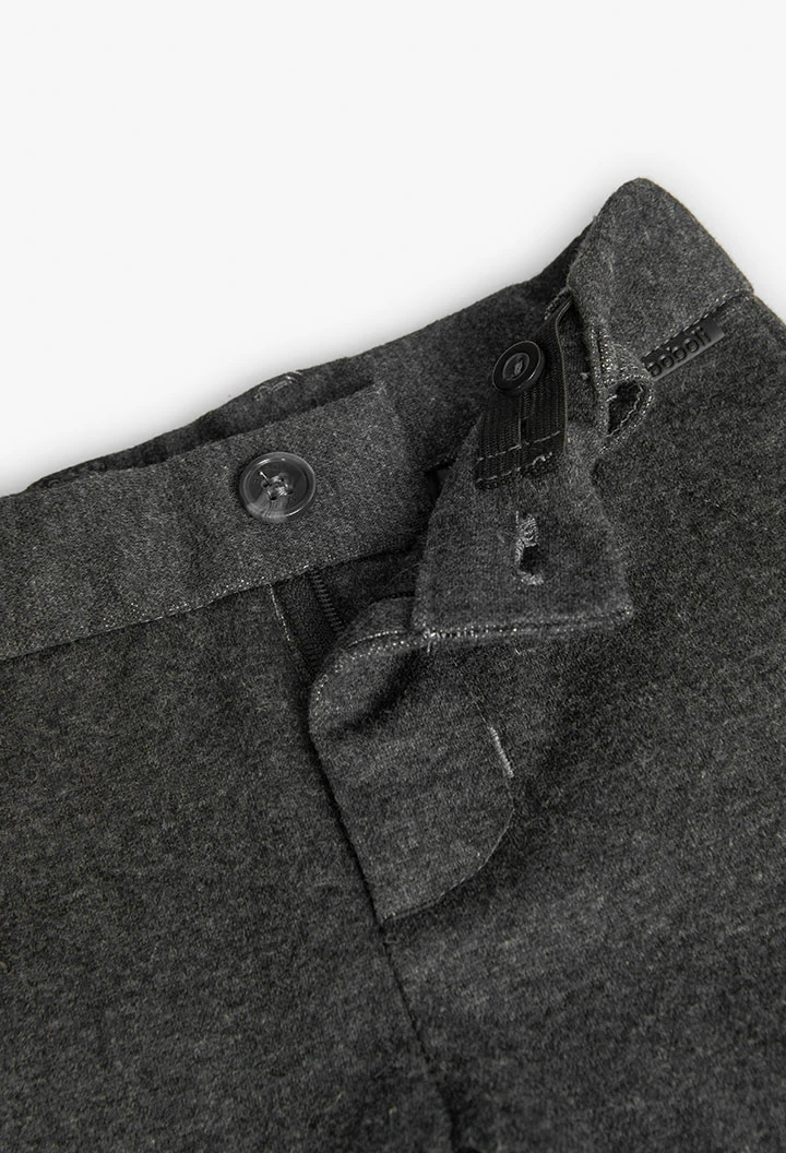 Dark grey-blue flannel trousers for baby boy