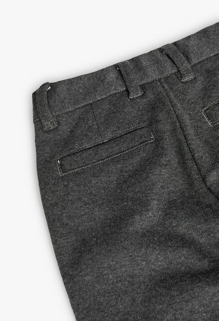 Dark grey-blue flannel trousers for baby boy