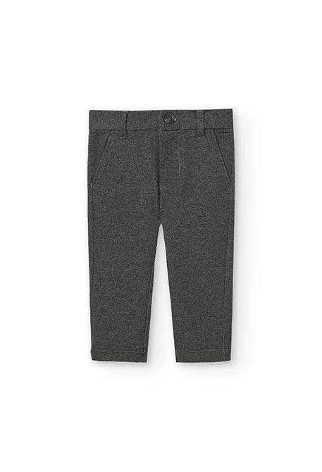 Dark grey-blue flannel trousers for baby boy