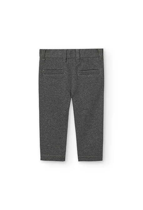 Dark grey-blue flannel trousers for baby boy