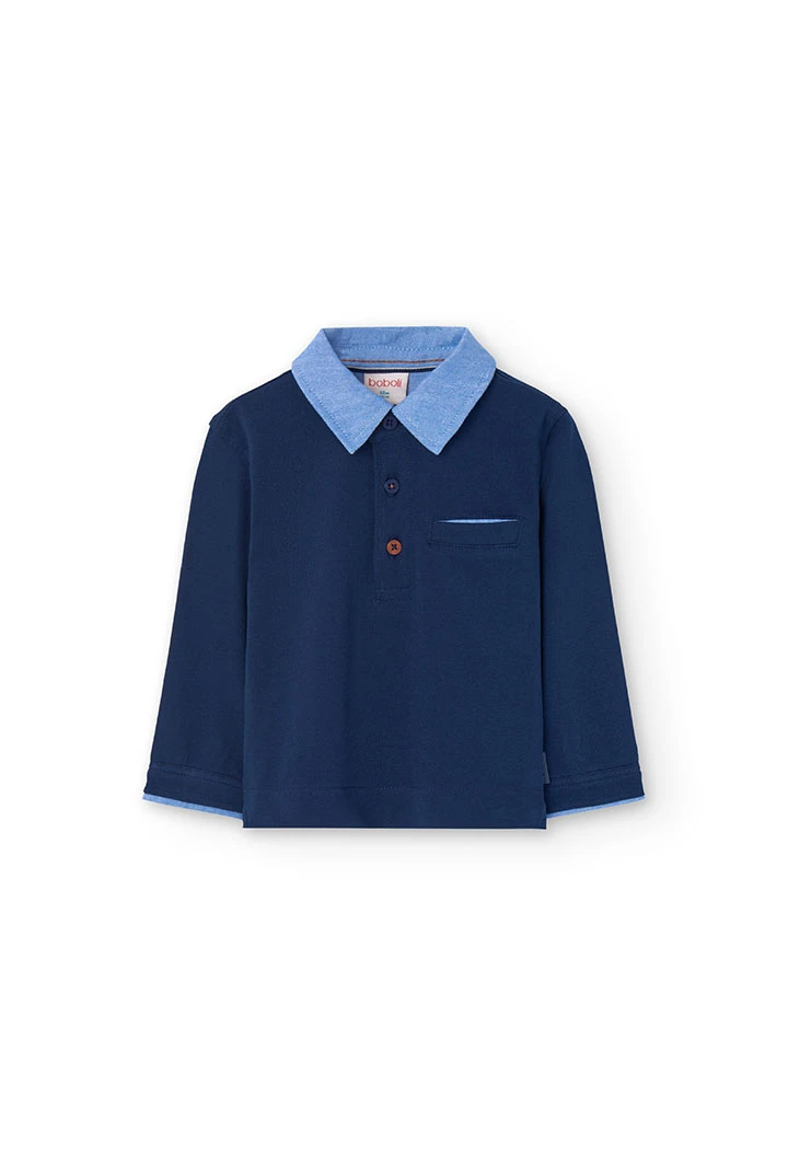 Polo shirt for baby boy in navy blue