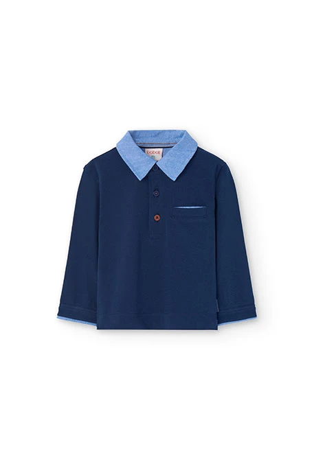 Polo shirt for baby boy in navy blue