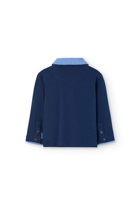 Polo piqué per neonato bambino in blu navy