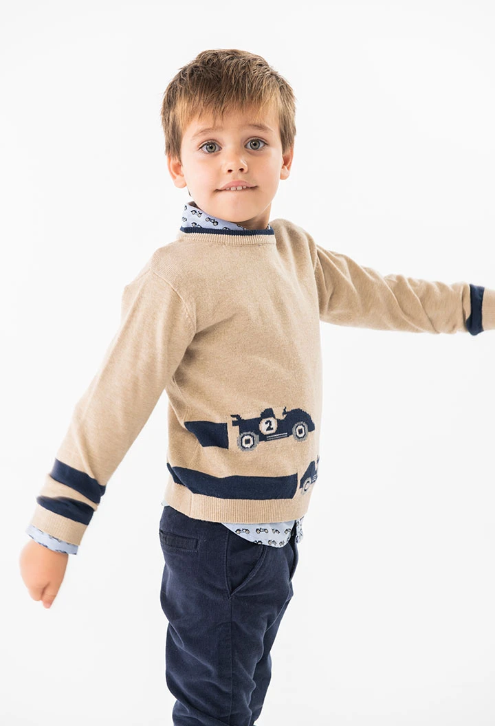 Jersey de tricotosa para bebé niño en beige