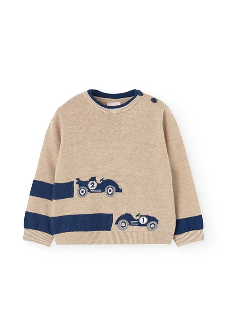 Knitted jumper for baby boy in beige