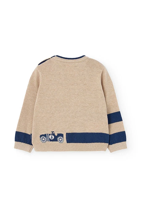 Knitted jumper for baby boy in beige