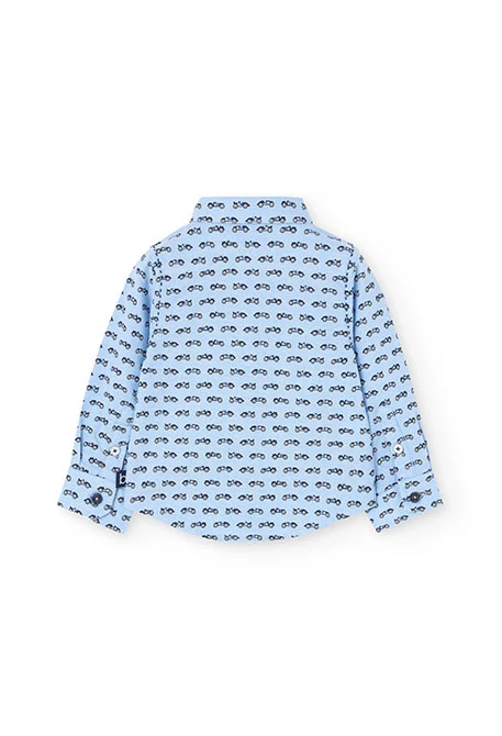 Camisa oxford estampada para bebé menino