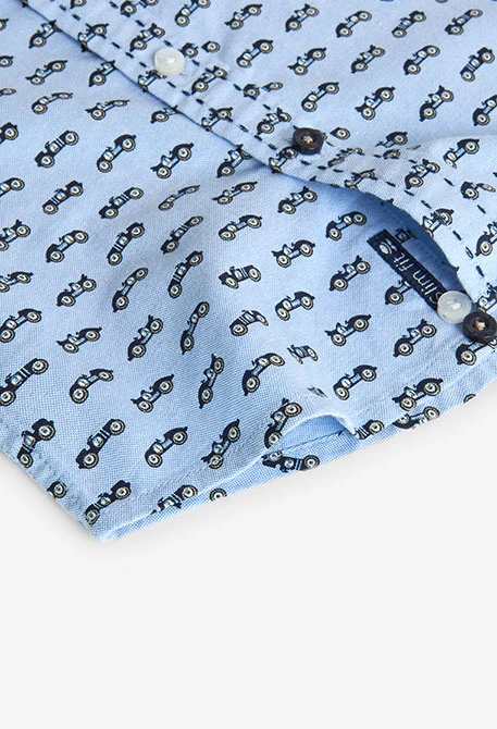 Camisa oxford estampada para bebé menino