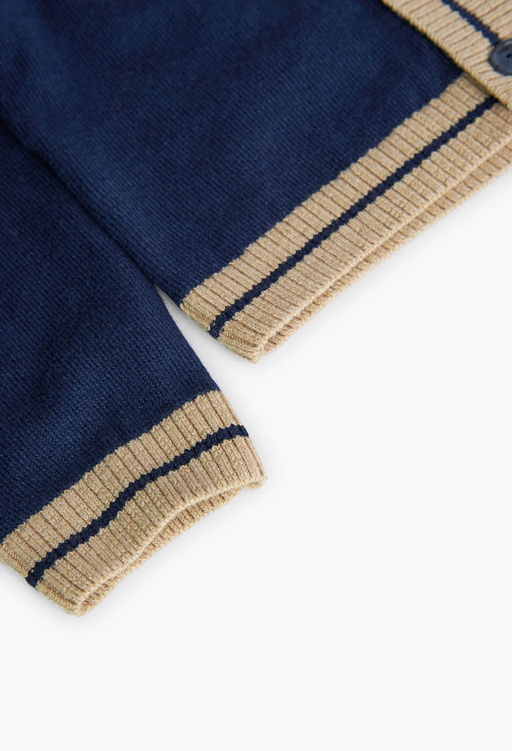 Knitted jacket for baby boy in navy blue