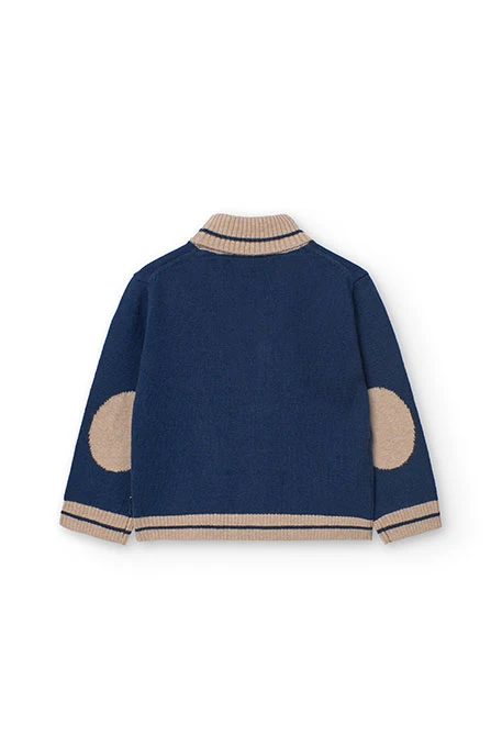 Knitted jacket for baby boy in navy blue