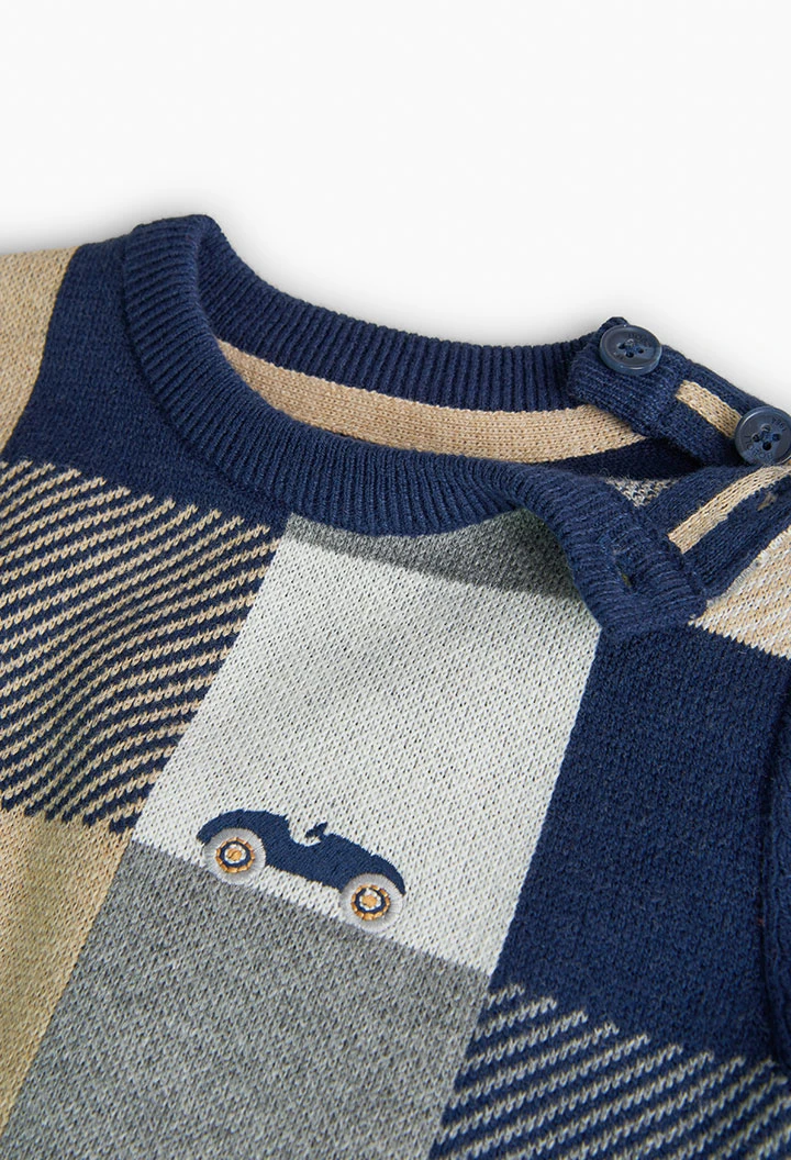 Pull en tricot pour bébé garçon avec motif à carreaux