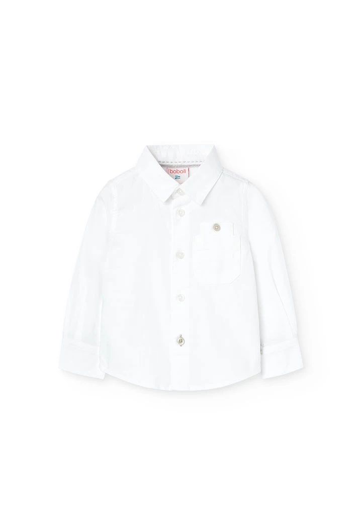 Camicia oxford per neonato maschio in bianco