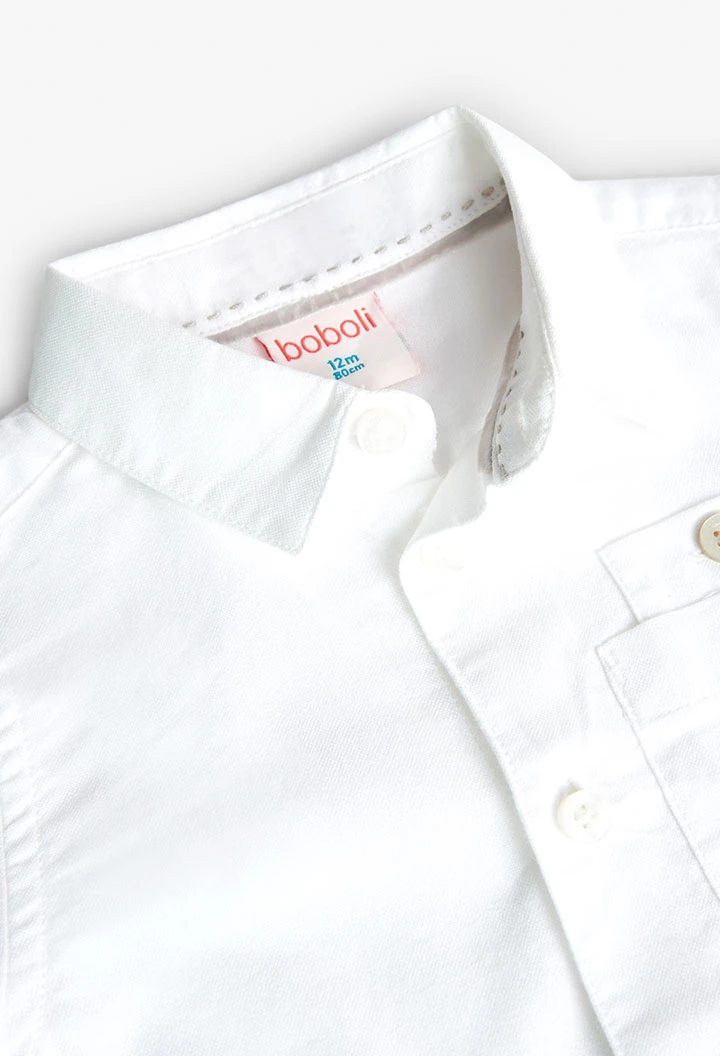 Camisa oxford para bebé menino em branco