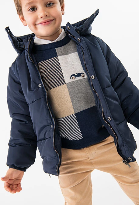 Navy blue parka for baby boy