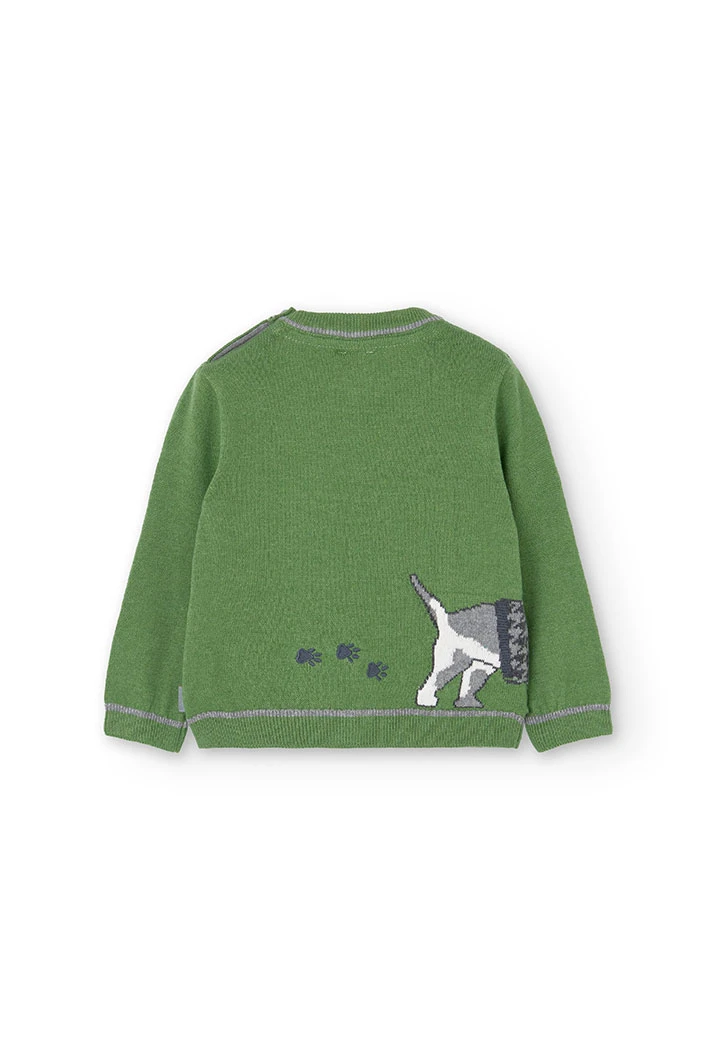 Knitted jumper for baby boy in green