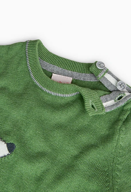 Knitted jumper for baby boy in green