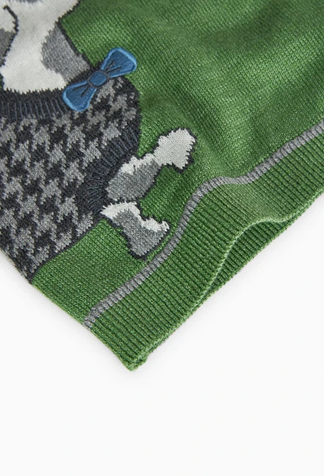 Knitted jumper for baby boy in green