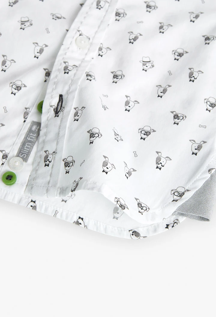 Camicia popeline per bambino con stampa in colore bianco