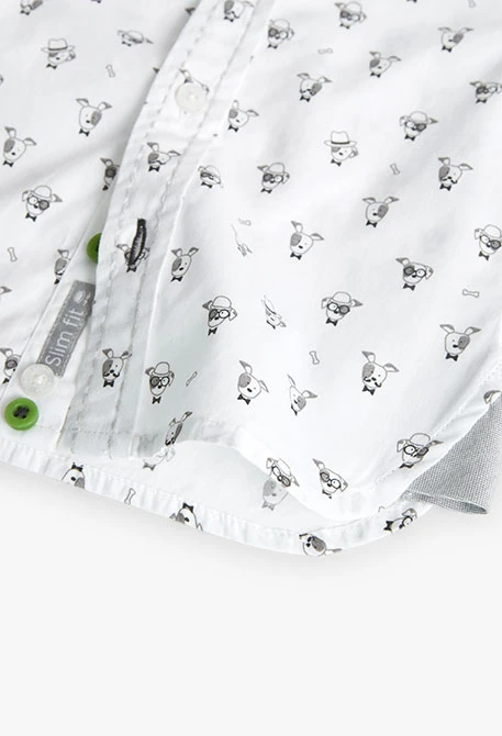 Camisa popelín para niño con estampado en color blanco