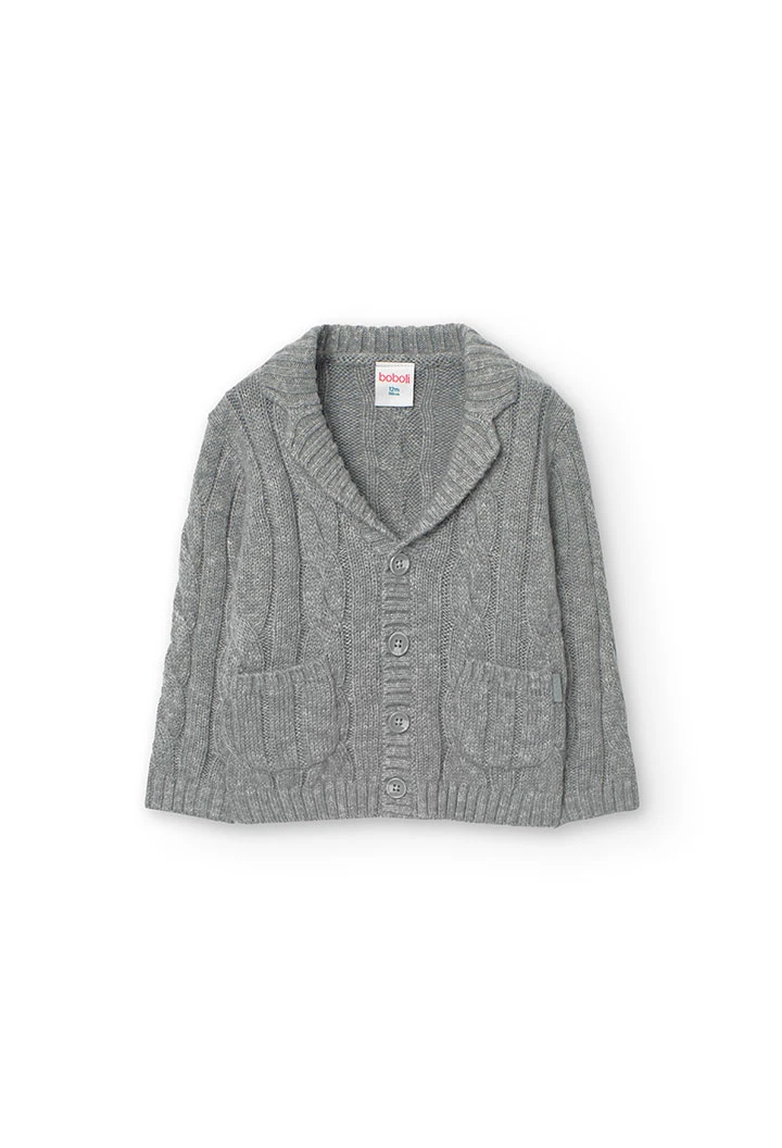 Veste en tricot pour bébé garçon en gris chiné