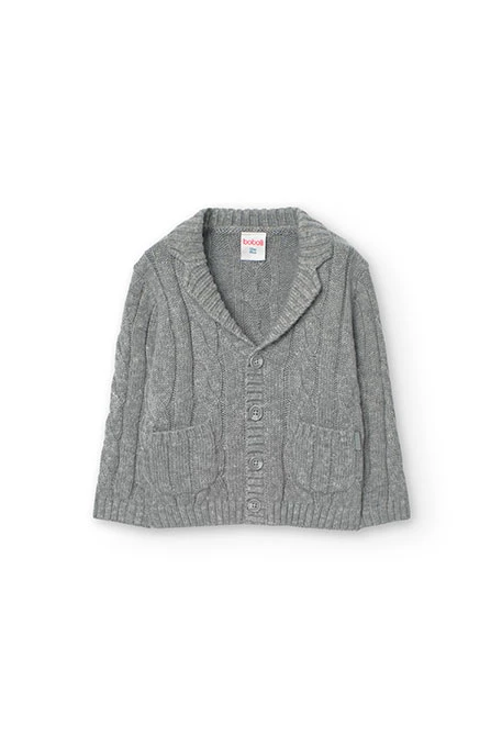 Veste en tricot pour bébé garçon en gris chiné