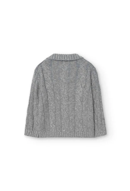 Knitted jacket for baby boy in grey