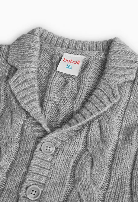 Knitted jacket for baby boy in grey