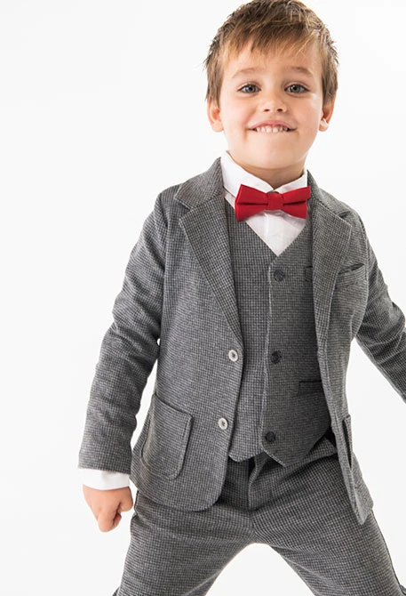 Houndstooth blazer for boys in grey